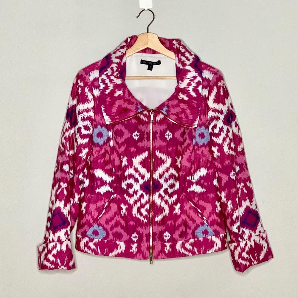 LAFAYETTE 148 ikat print zip up jacket size 10